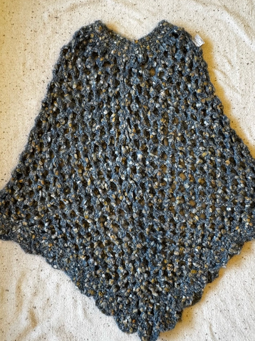 Martha Clothing for Living Poncho Cape Mohair Alpaca Blend Bouclé Open Knit Boho